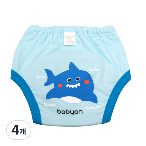 베이비앙 배변훈련팬티 5중방수, 상어, 4개