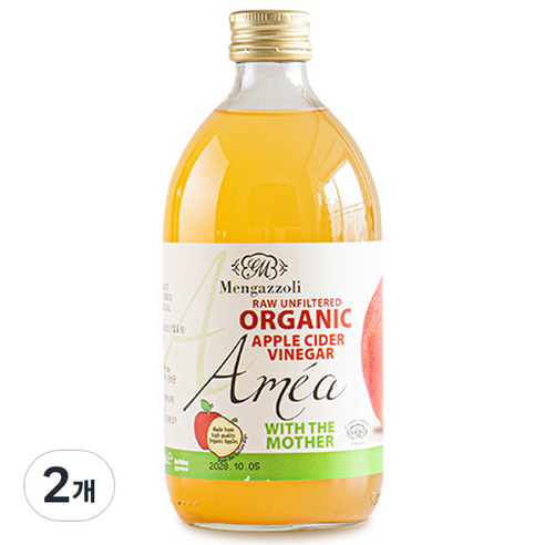 멩가졸리 언필터드 애플사이다비네거 유기농 사과식초, 500ml, 2개