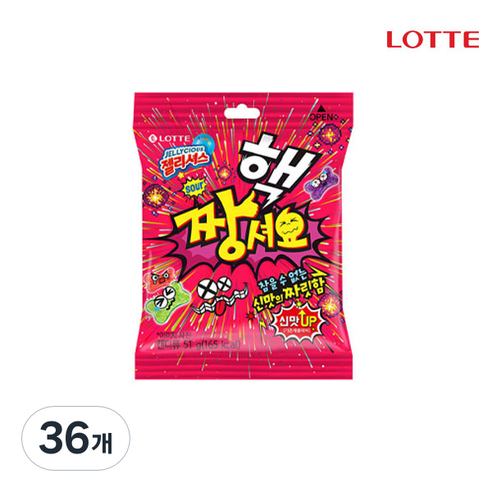 롯데제과 핵짱셔요 후르츠 젤리, 51g, 36개