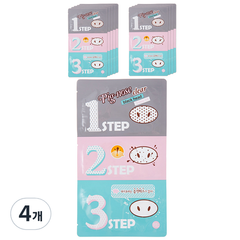 홀리카홀리카 피그 클리어 블랙헤드 3-Step 키트 코팩, 10개입, 4개