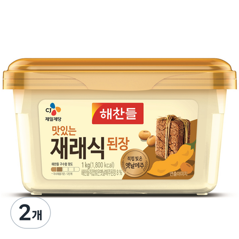 해찬들 맛있는 재래식 된장, 1kg, 2개