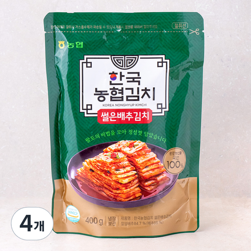 한국농협김치 썰은배추김치, 400g, 4개