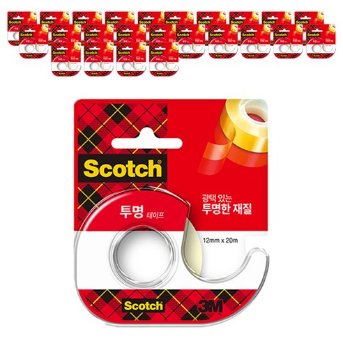 스카치 다용도 테이프 522D 디스펜서 12mm x 20m, 투명, 25개
