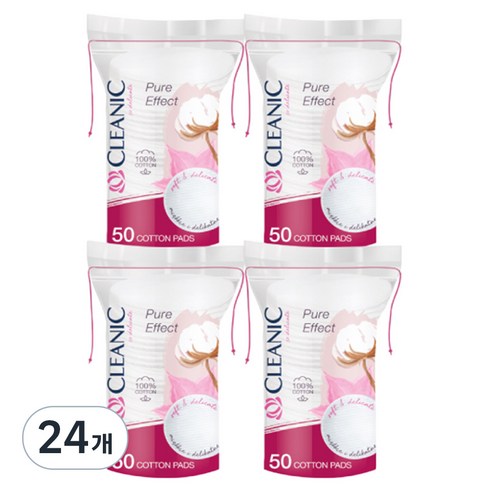 클레아닉 Pure Effect 소프트 터치 화장솜, 50매입, 24개