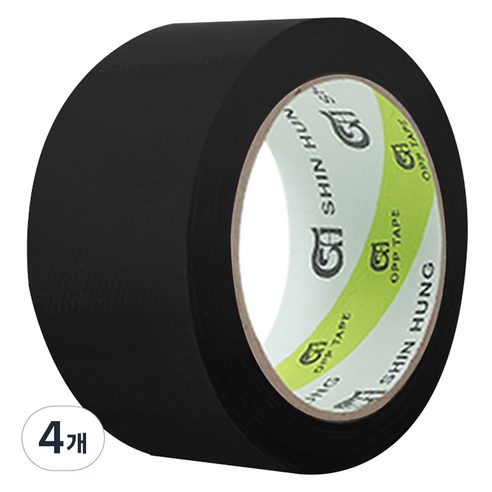 신흥테이프 면테이프 검정 48mm x 15m, 4개