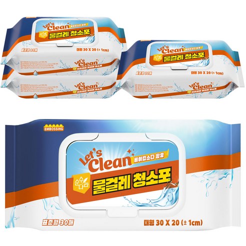 렛츠클린 물걸레 청소포 표준형, 4개