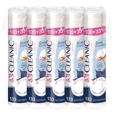 클레아닉 Pro Silk 소프트 앤 컴포트 화장솜, 133매입, 5개