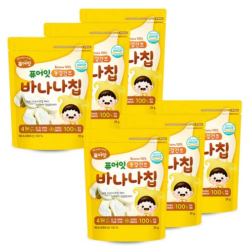 퓨어잇 동결건조 과일칩, 25g, 6개