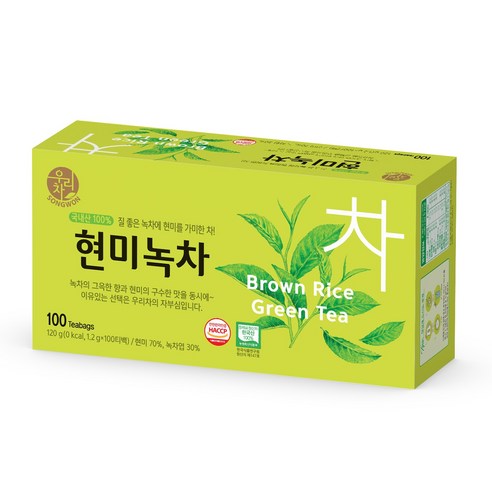 송원 현미녹차 티백, 1개, 1.2g, 100개입