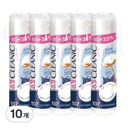 클레아닉 Pro Silk 소프트 앤 컴포트 화장솜, 107매입, 10개