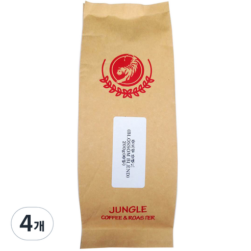 정글인터내셔널 블로섬 블렌드 원두, 200g, 4개, 홀빈(분쇄안함)