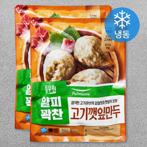 풀무원 얇은피 꽉찬속 고기깻잎만두 (냉동), 400g, 4개