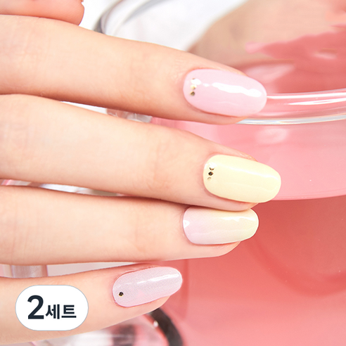 젤리넬리 네일스티커, 레몬핑크, 2세트