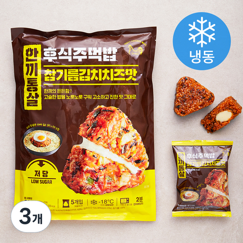 한끼통살 후식주먹밥 참기름김치치즈맛 5개입 (냉동), 500g, 3개