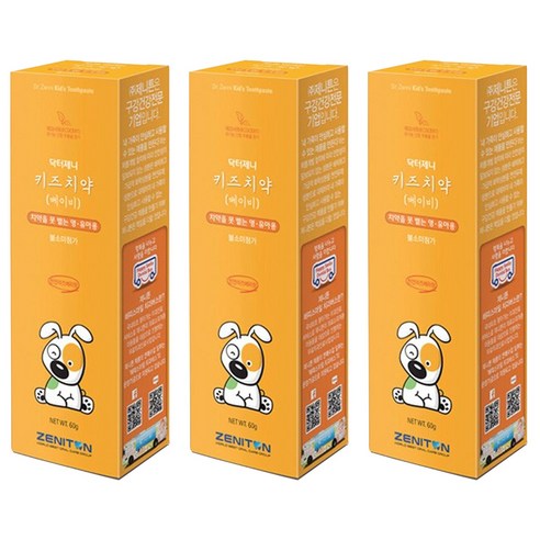 제니튼 닥터제니 키즈 치약 베이비, 60g, 3개입
