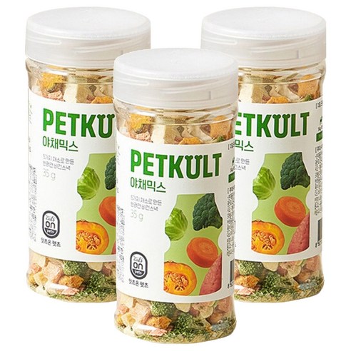 펫쿠르트 강아지 야채믹스 수제 동결건조간식, 혼합맛(고구마/단호박/당근/방울양배추/브로콜리), 35g, 3개