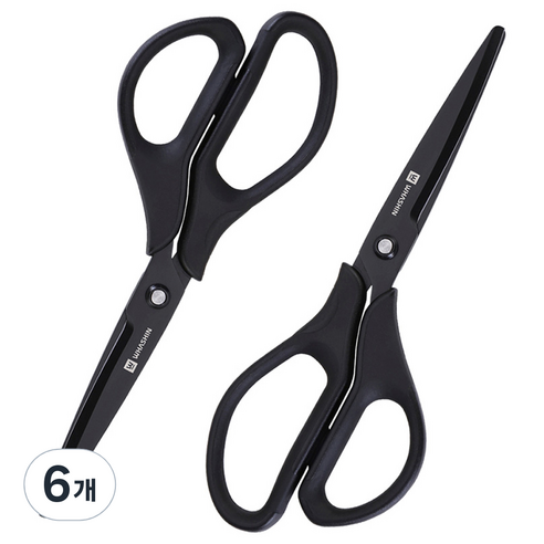 화신 738 3D 코팅 가위, 블랙, 6개