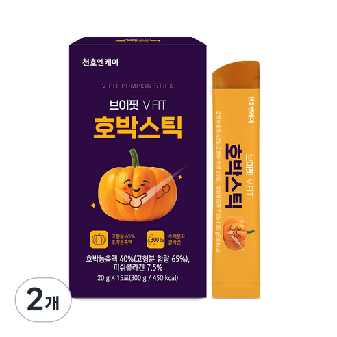 천호엔케어 브이핏 호박젤리스틱 15p, 2개, 300g 늙은호박즙oem