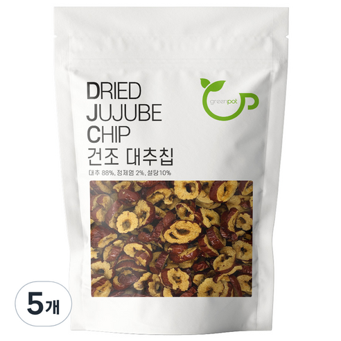 그린팟 간식용 건조 대추칩, 500g(1개), 5개