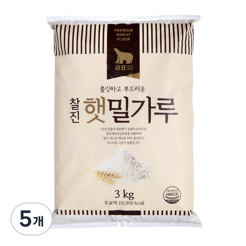 곰표 찰진햇밀가루, 3kg, 5개