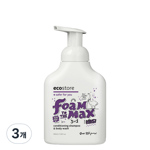 에코스토어 키즈 포밍워시 3in1 클렌저 페어 팝, 350ml, 3개