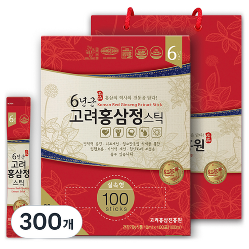 고려홍삼진흥원 6년근 고려홍삼정 스틱 타워형 + 쇼핑백, 1kg, 3개