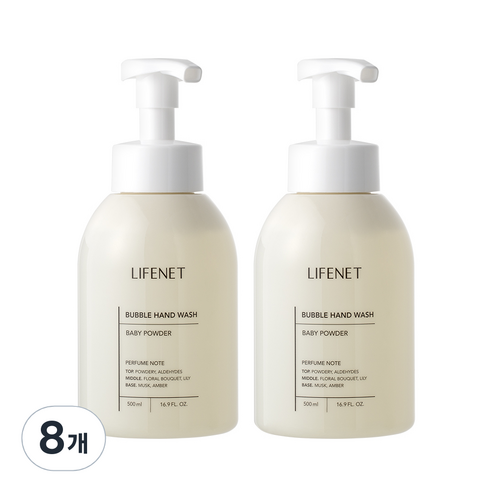 라이프넷 버블 핸드워시 베이비 파우더, 500ml, 8개