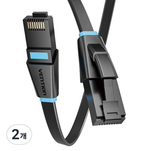 벤션 무산소 칼국수형 CAT6 기가비트 랜선 랜케이블, 혼합색상, 2개, 0.5m