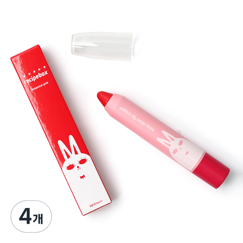 레시피박스 어린이 이지클린 립크레용 3g, 보타니컬핑크, 4개