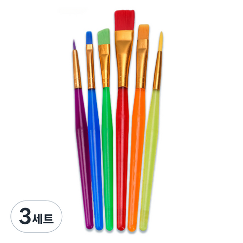 블랙트리 레인보우 미술 수채화 붓 세트, 3세트, 6종