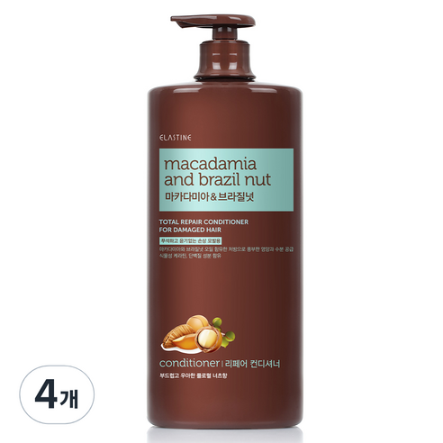 엘라스틴 마카다미아 앤 브라질넛 손상 모발용 컨디셔너, 1500ml, 4개