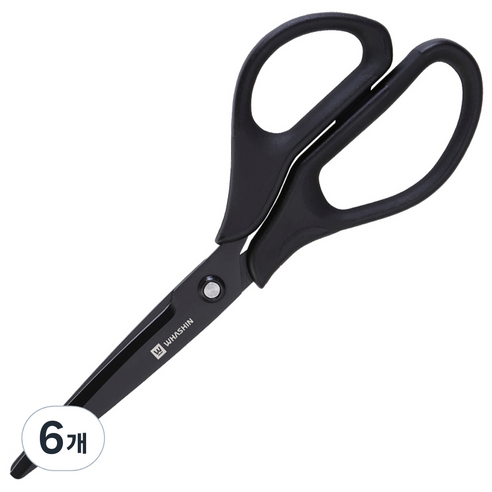 화신 738 3D 코팅 가위, 블랙, 6개