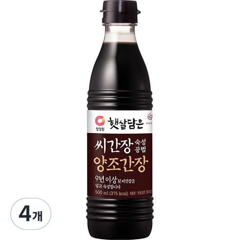 청정원 씨간장숙성 양조간장, 500ml, 4개