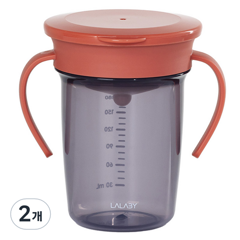 랄라비 360 흘림방지컵 240ml, 2개, 레드