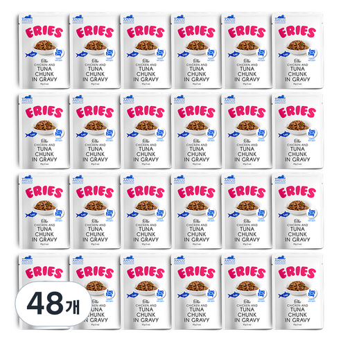 에리에스 고양이 주식 파우치 습식사료, 참치, 85g, 48개