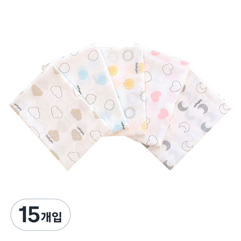 베이비앙 심볼라인 사각 천기저귀 대형, 혼합 색상, 15개