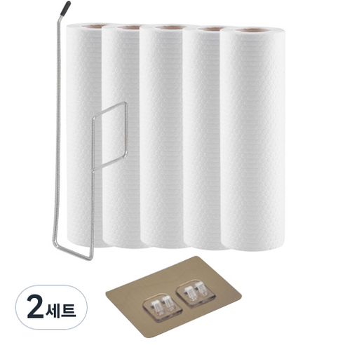 슬립온 클리닝 행주 5p + 거치대 + 후크 2p 세트 PK128, 2세트, 5개