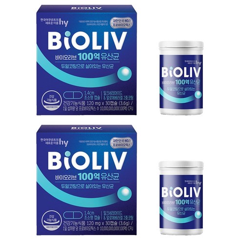 한국야쿠르트 에치와이 바이오리브 100억 유산균, 2개, 120mg, 30정