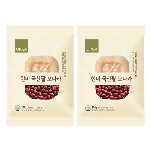 올가홀푸드 현미 국산팥 모나카, 104g, 2개