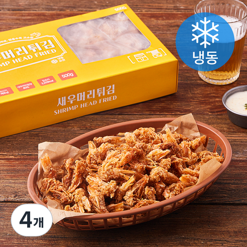 지엔씨푸드 새우머리튀김 새우머리 80% (냉동), 500g, 4개