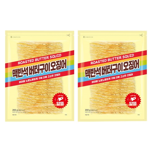 정화식품 맥반석버터구이오징어, 200g, 2개