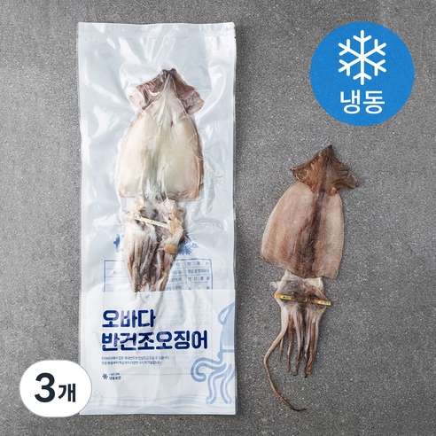 오바다 국내산 반건조오징어 5미 (냉동), 300g, 3개