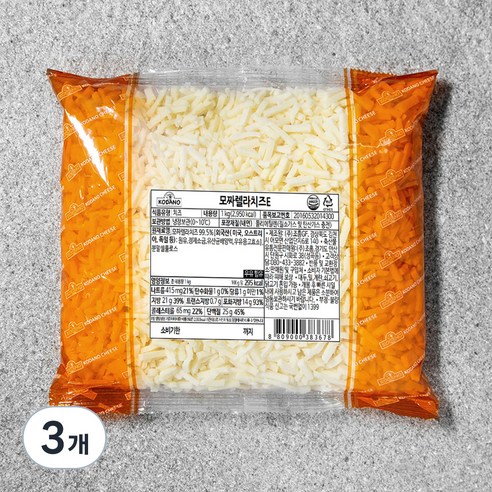 코다노 모짜렐라치즈 E, 1kg, 3개