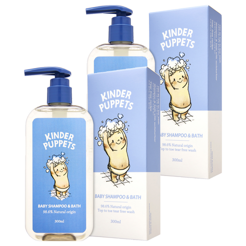 킨더퍼페츠 베이비 샴푸 앤 바스, 2개, 300ml