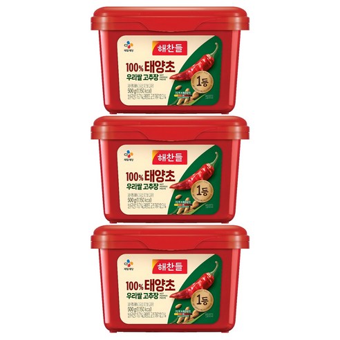 해찬들 태양초 우리쌀 고추장, 500g, 3개