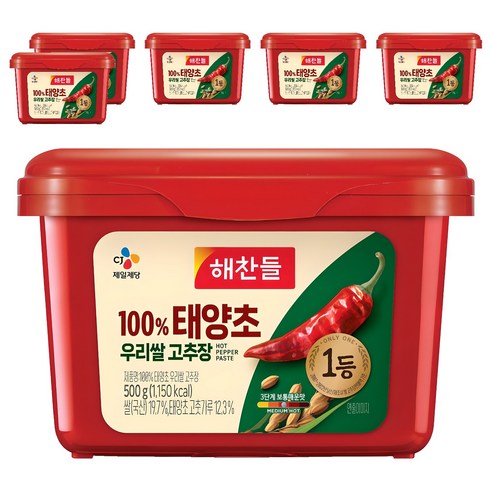 해찬들 태양초 우리쌀 고추장, 500g, 6개