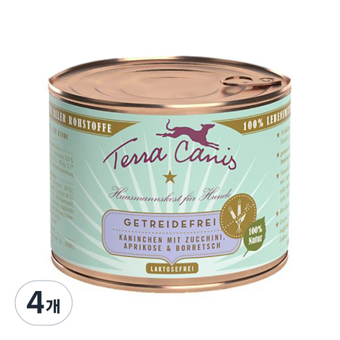 테라카니스 강아지 그레인프리 습식사료, 200g, 4개, 토끼