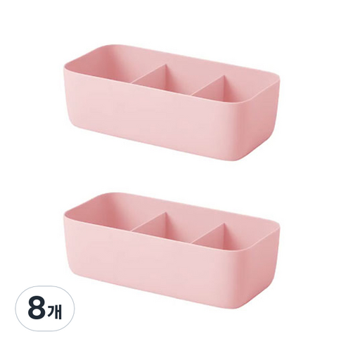 블럭마트 플라스틱 속옷 서랍 정리함 3칸 핑크, 8개