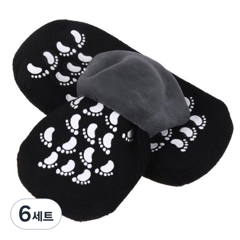 모모 몬스터 모이스처 라이징 겔 보습양말 블랙 양발 세트, 6세트, 1개