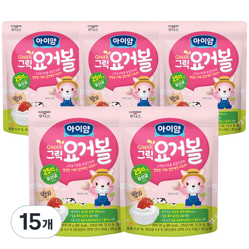 일동후디스 아이얌 그릭 요거볼, 딸기맛, 20g, 15개